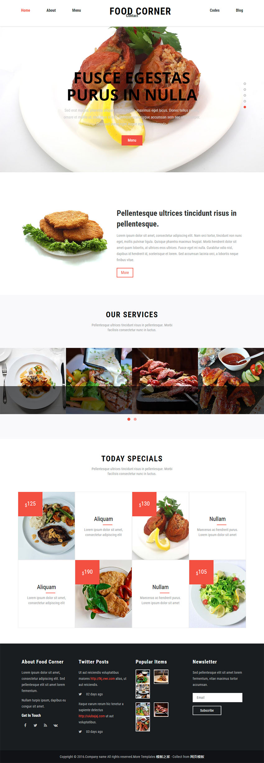 免费简洁大气餐饮企业网站html静态模板