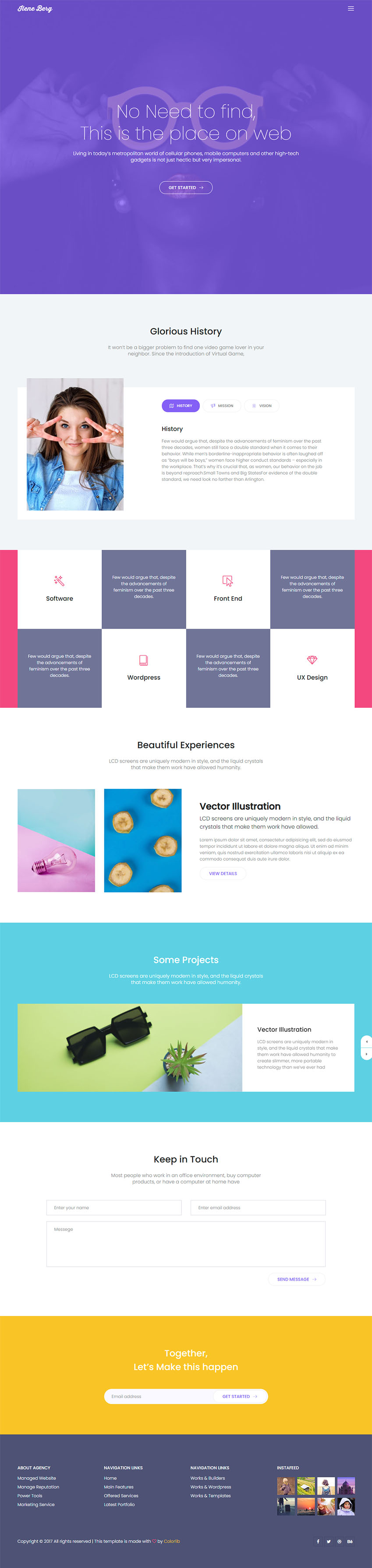 免费紫色精美响应式企业网站bootstrap模板