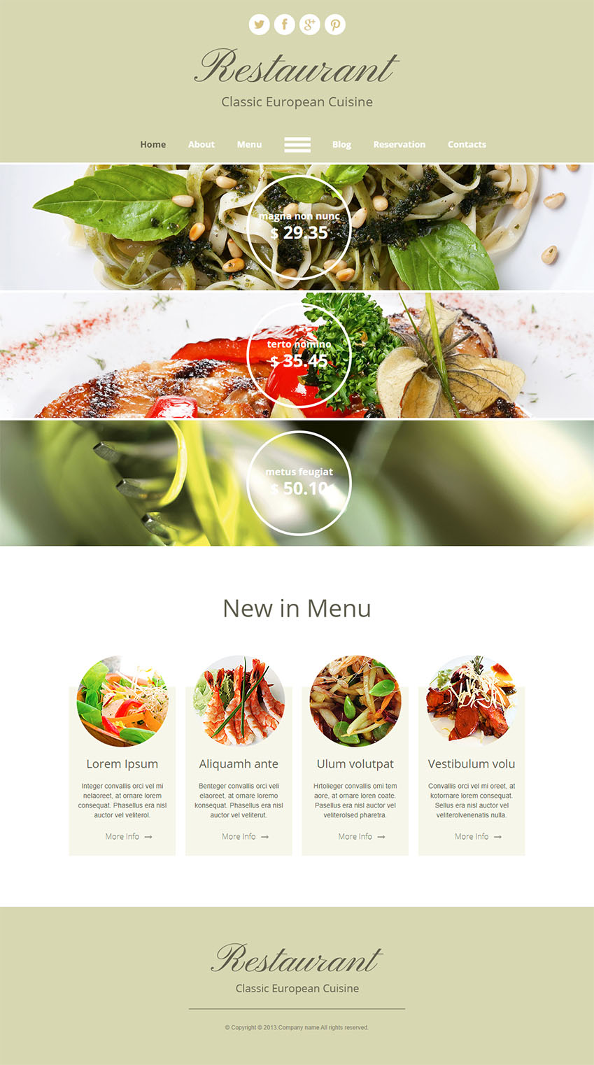 免费餐饮美食餐厅网站html模板
