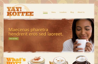 插画背景拿铁咖啡企业网站html模板