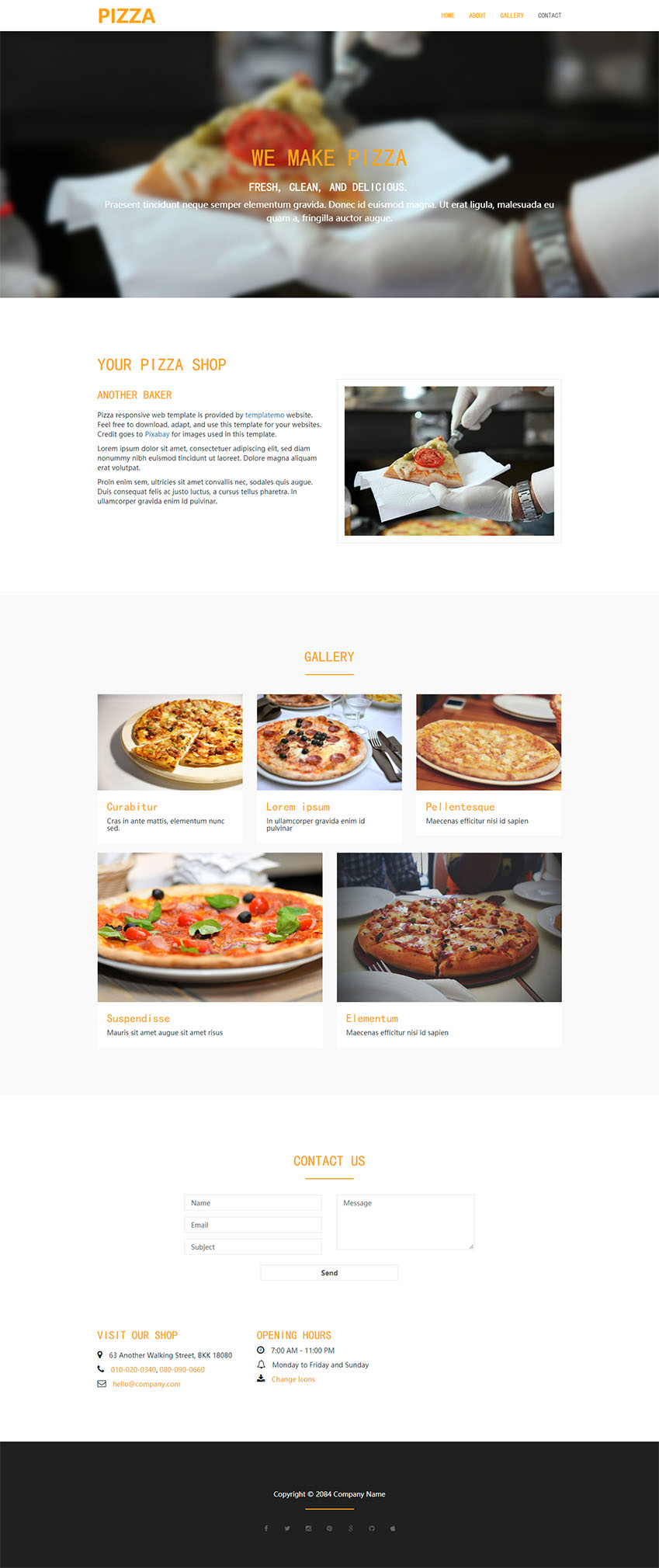 免费pizza西餐厅企业网站html模板