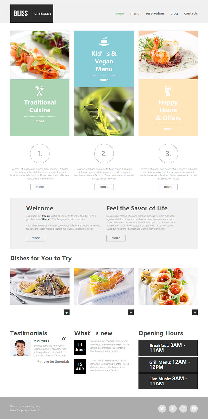 简洁大气西式餐厅美食网页网站html5模板
