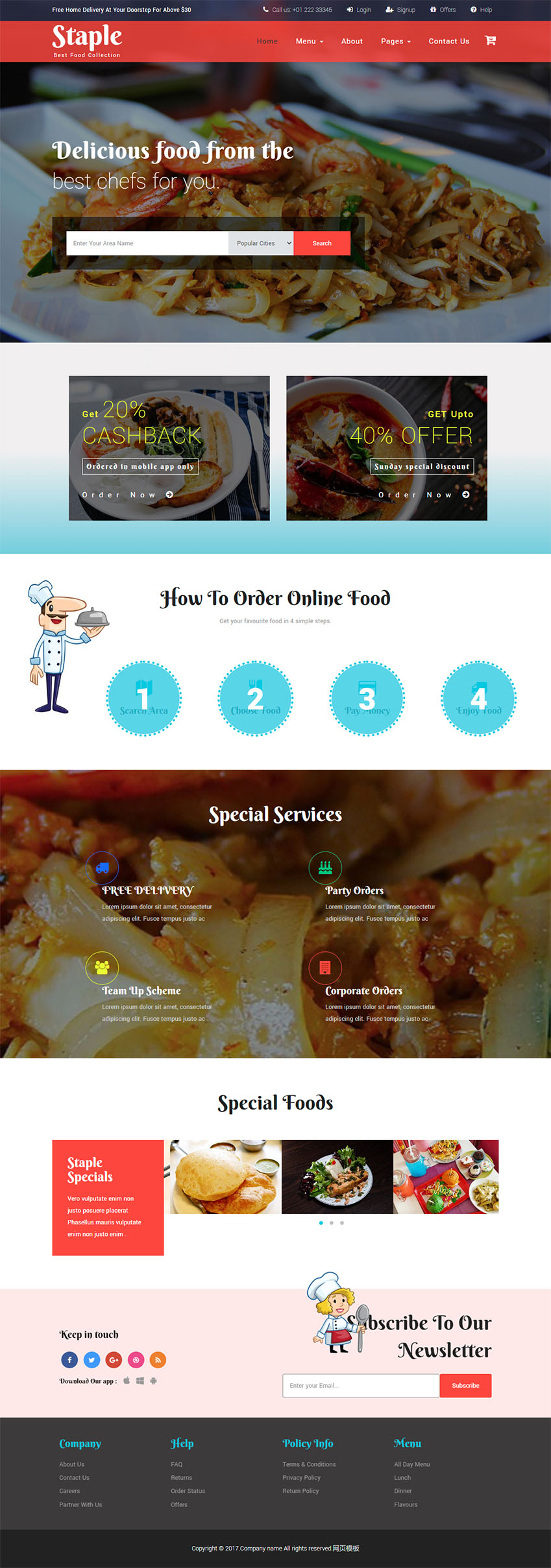 餐饮美食餐厅网站HTML全站模板