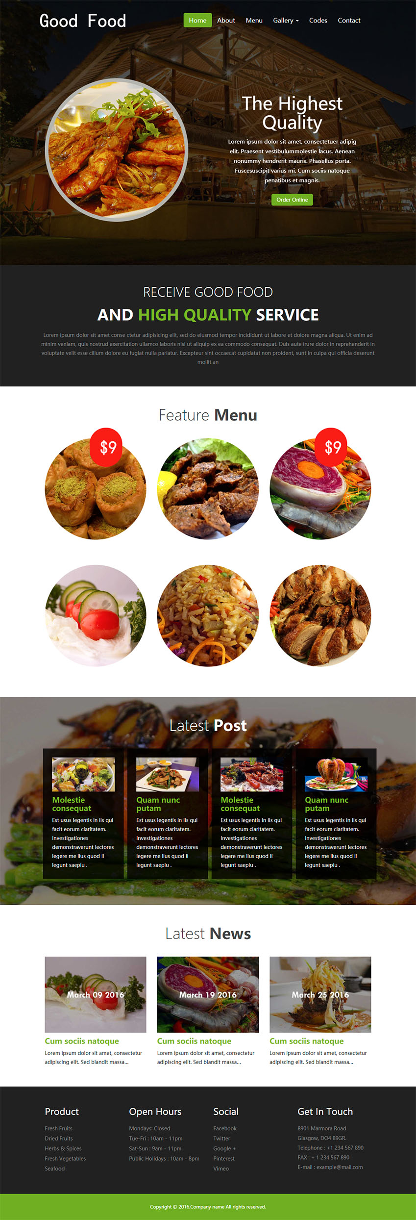 牛排餐厅餐饮食品企业网站html模板