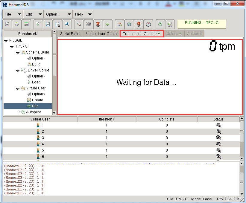 MySQL中怎么使用hammerdb进行基准测试