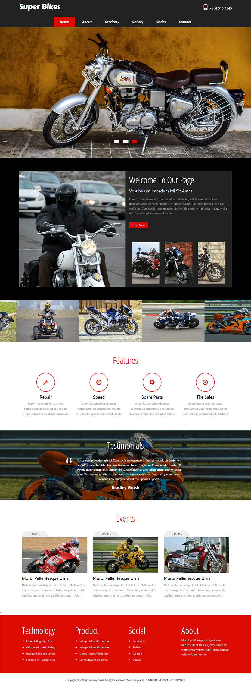 摩托车俱乐部响应式网站HTML5静态模板