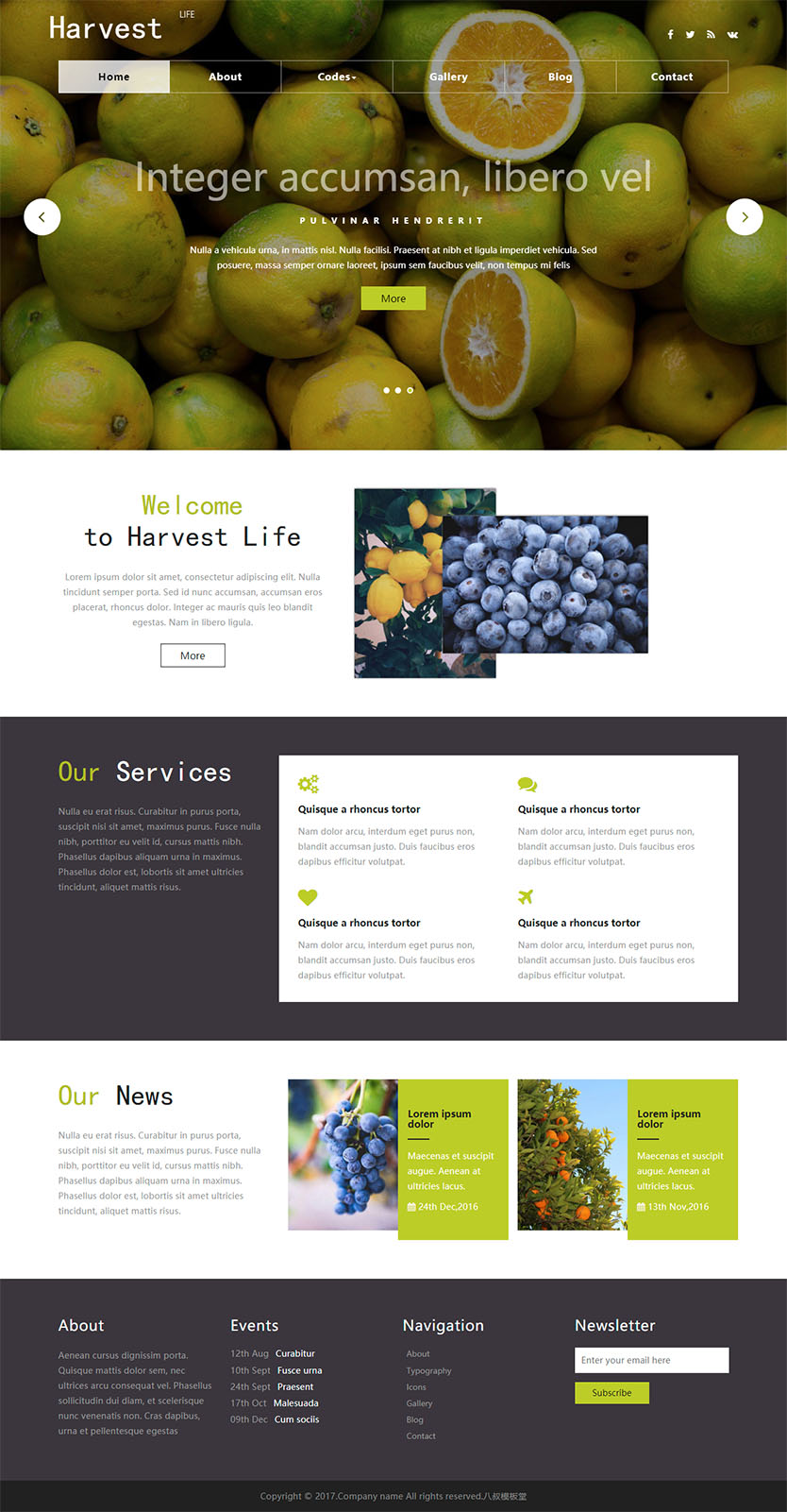 Harvest蔬菜水果种植企业网站响应式html静态模板