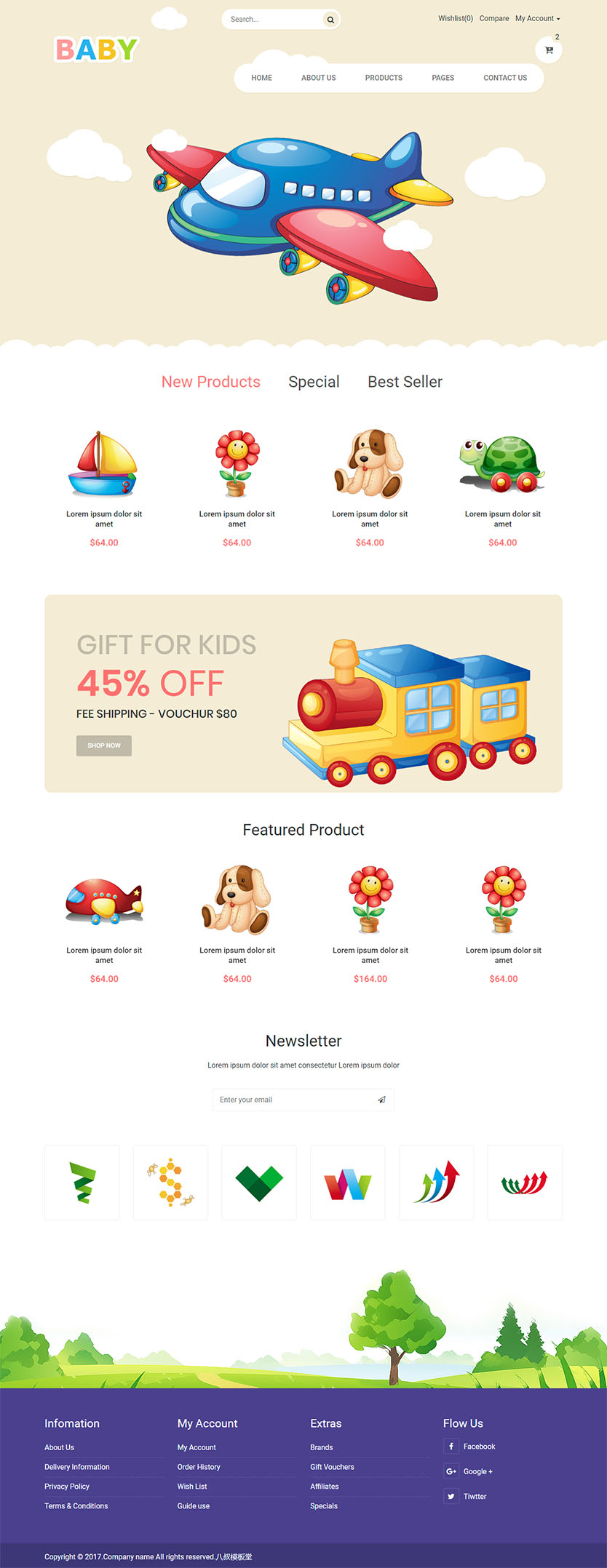 卡通风格儿童玩具企业网站响应式html静态模板